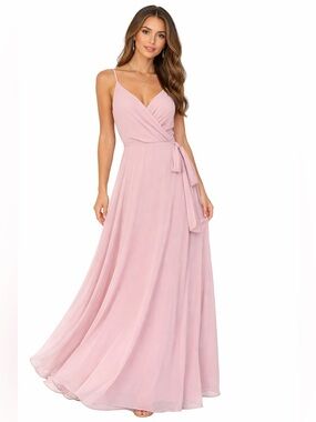 🦋AFTER SIX WOMEN’ CHIFFON GOWN V-NECK SPAGHETTI STRAP FULL SKIRT SIZE- 4R